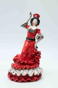 Vintage Ceramic Sculpture of Flamenco Dancer, Italy Bottega dell'Arte, 1960s