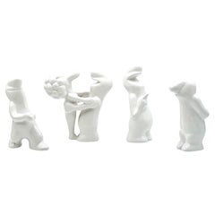 Sculture in ceramica vintage 'La Linea' di Osvaldo Cavandoli, set di Quattro, anni '60