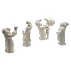 Sculture in ceramica vintage 'La Linea' di Osvaldo Cavandoli, set di  Quattro, anni '60