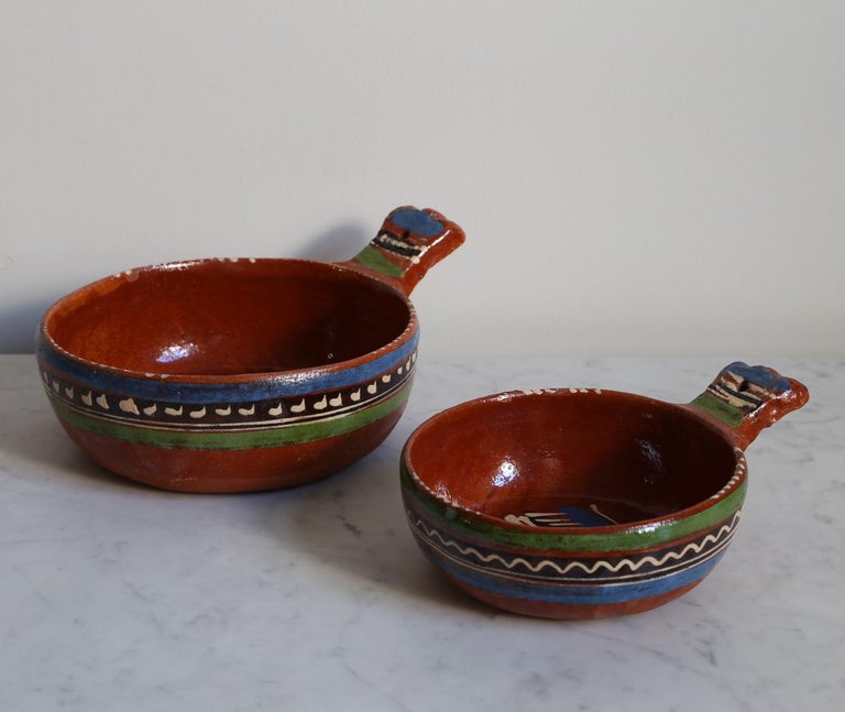 Vintage Ceramic Serving Dishes, Set of 2, Mexican Pottery For Sale at