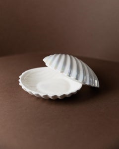 Vintage Ceramic Shell Bowl by Alberto Tomassini, Multicolored Glaze, Italy 1980s