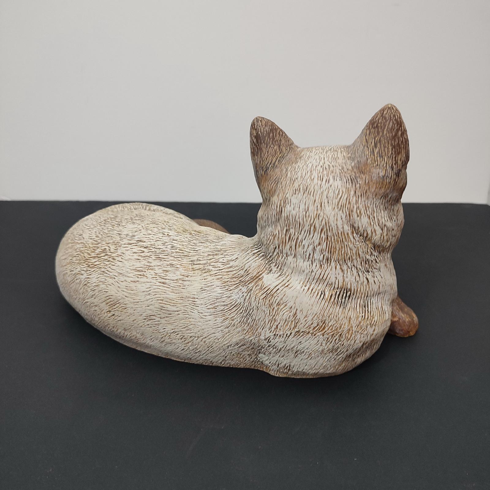 European Vintage Collectible Ceramic Siamese Cat Sculpture Life Size For Sale