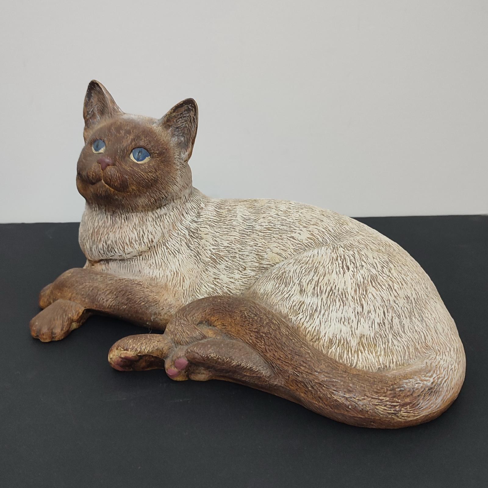 Vintage Collectible Ceramic Siamese Cat Sculpture Life Size In Good Condition For Sale In Bochum, NRW