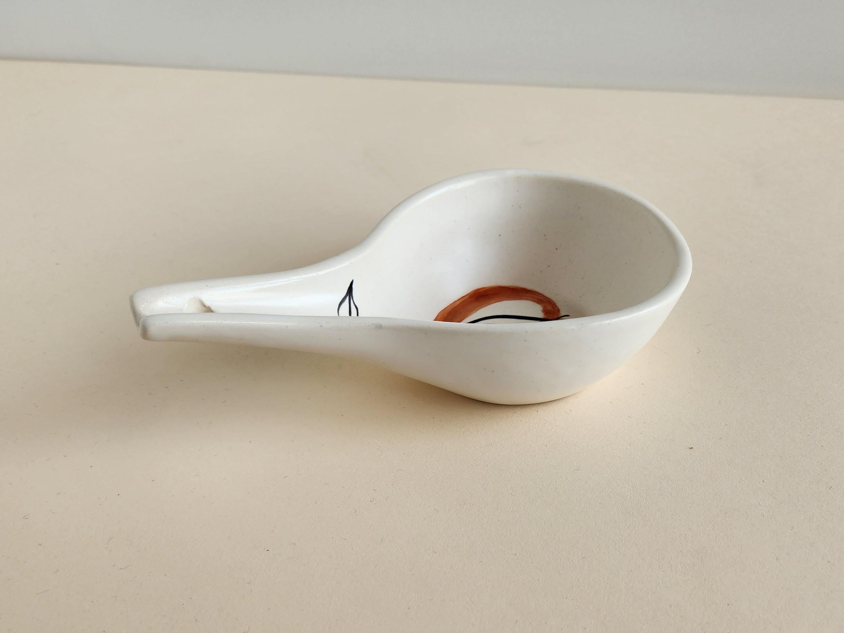 Mid-Century Modern Roger Capron - Vintage Ceramic Spoon Rest with Pear Motive For Sale