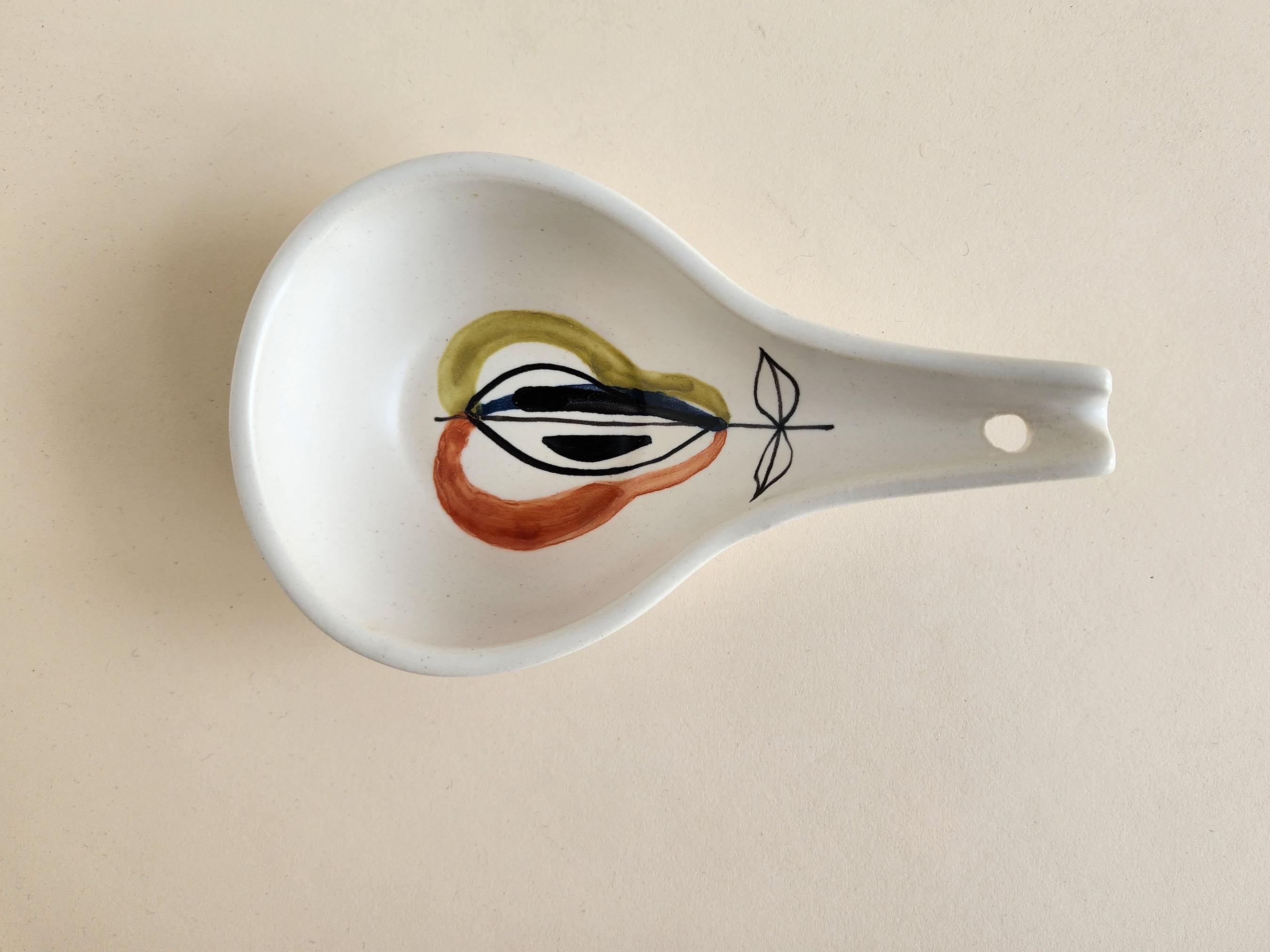 French Roger Capron - Vintage Ceramic Spoon Rest with Pear Motive For Sale