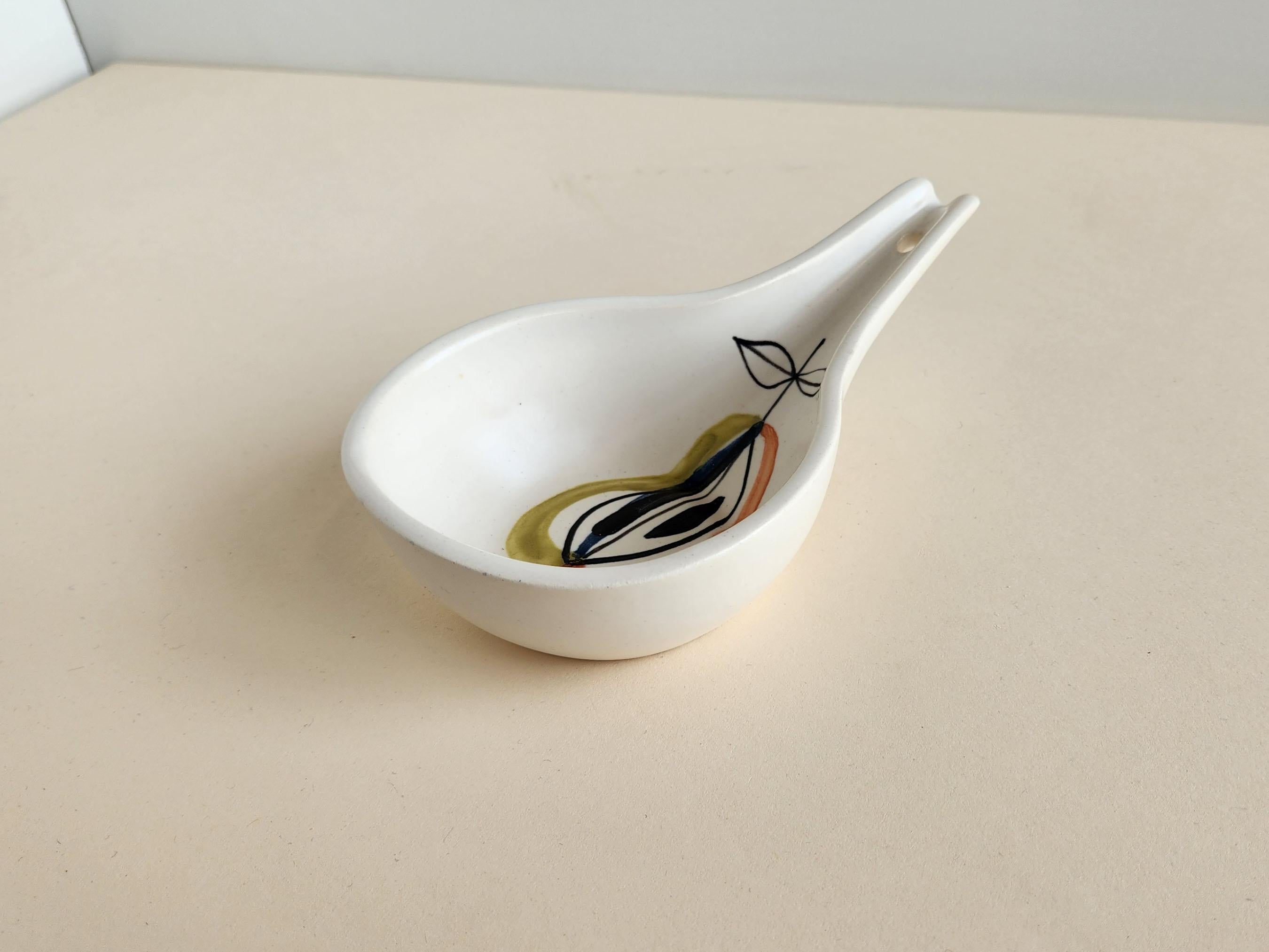 Mid-20th Century Roger Capron - Vintage Ceramic Spoon Rest with Pear Motive For Sale