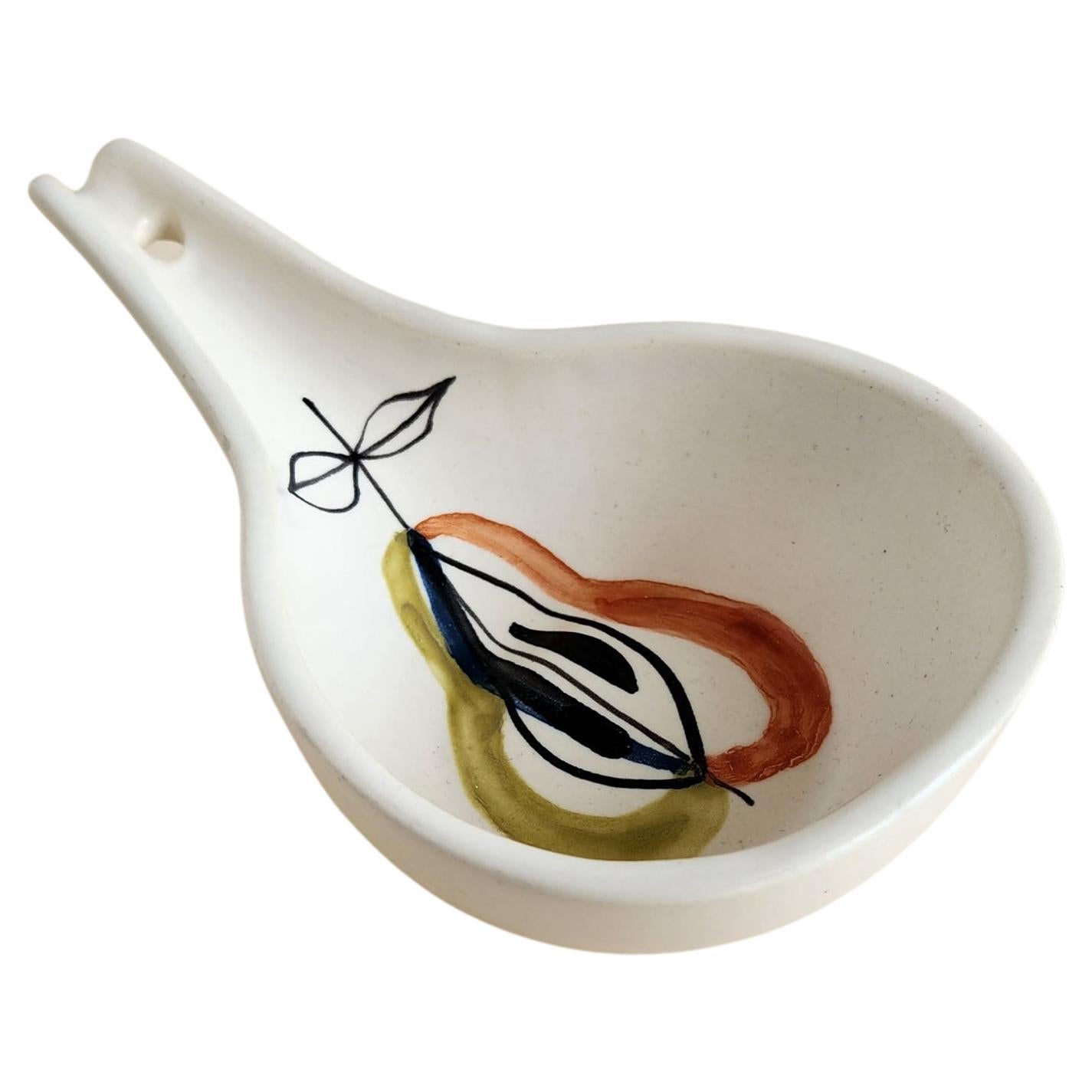 Roger Capron - Repose-cuillère en céramique vintage avec motif de poire en vente