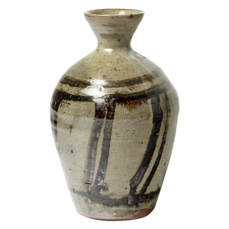 Vintage Ceramic Stoneware Vase by Claire Berger in La Borne, circa 1980