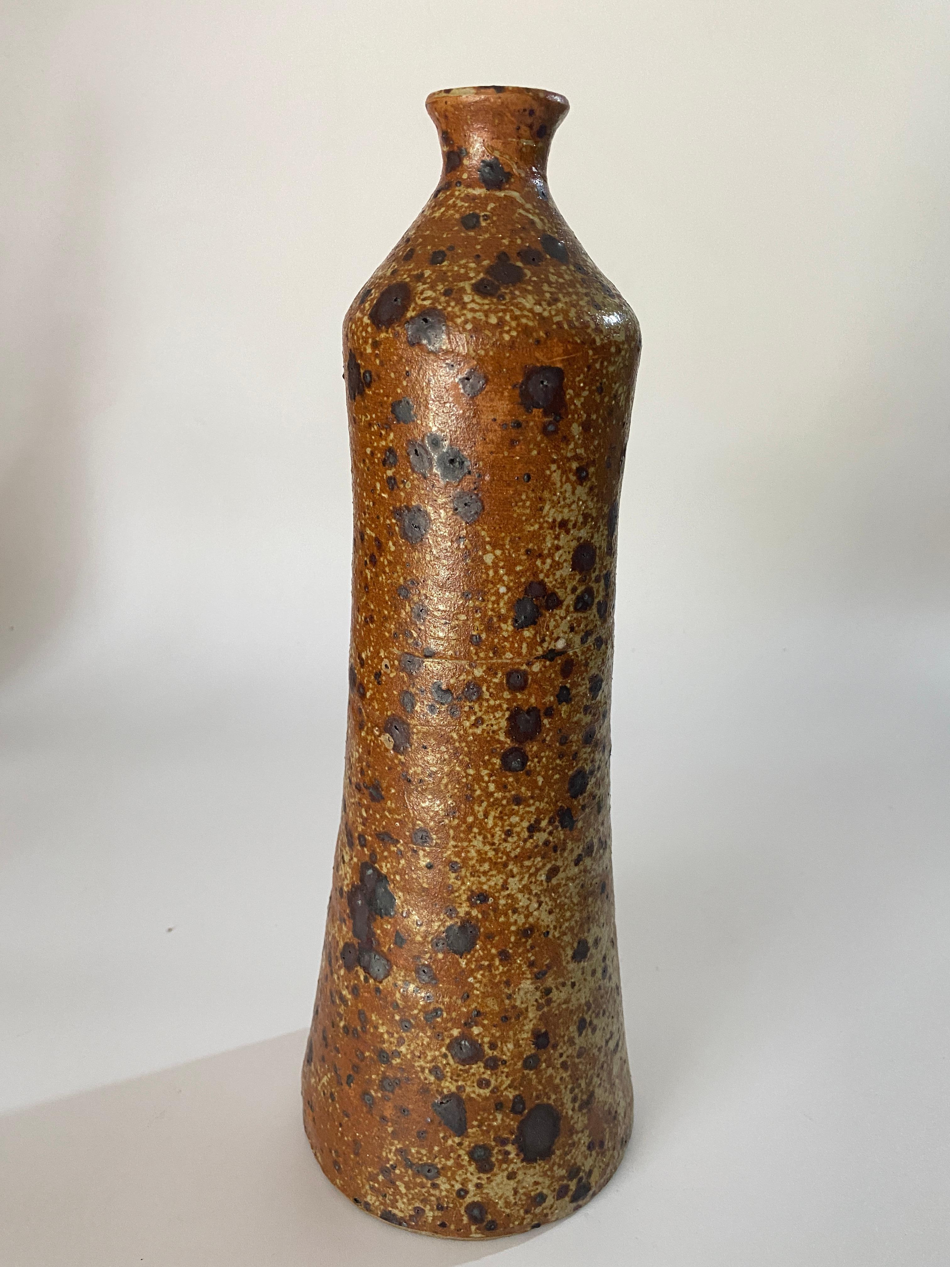 French Provincial Vintage Ceramic Stoneware Vase La Borne, Signed, France circa 1960 For Sale