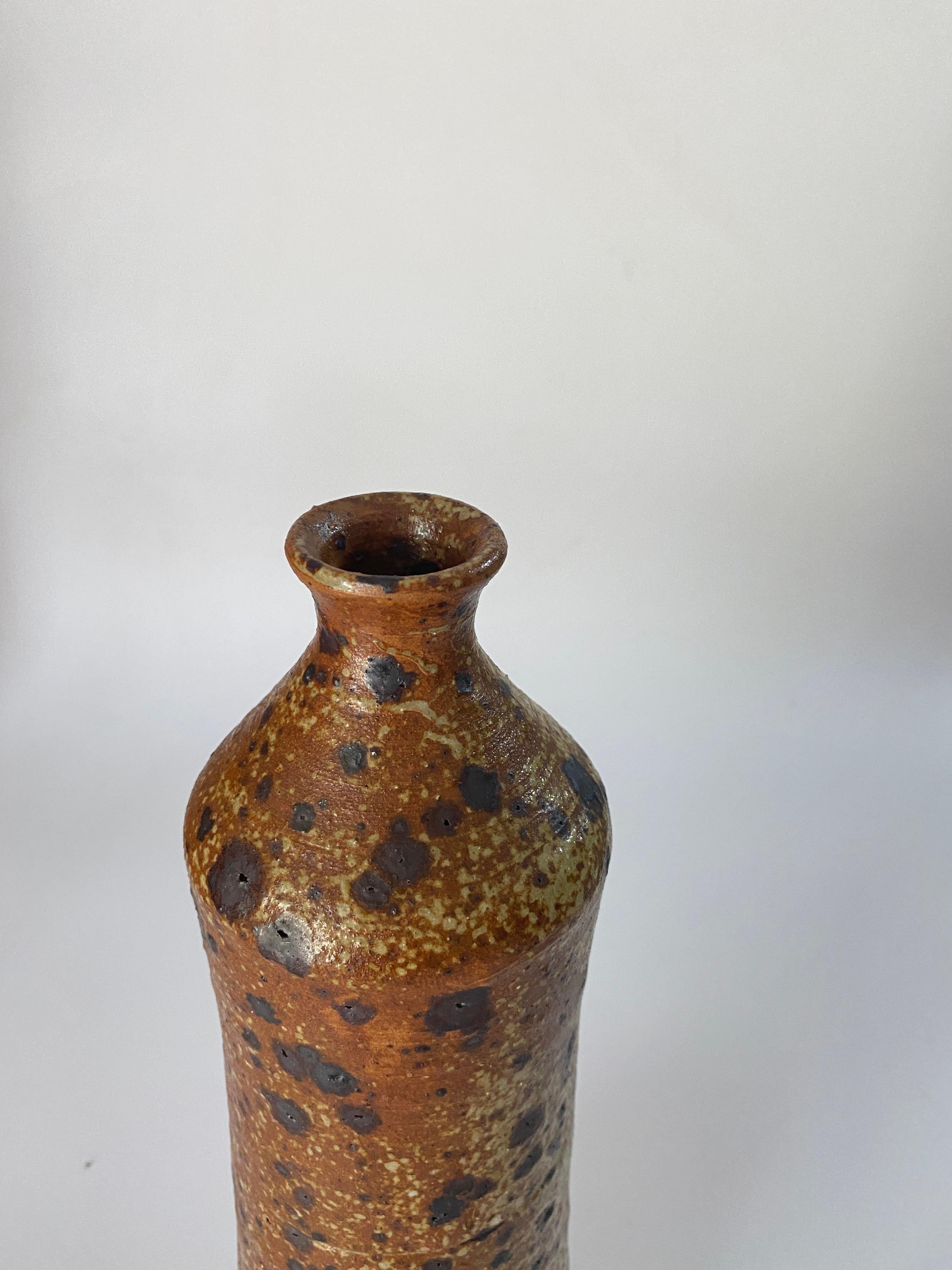 French Vintage Ceramic Stoneware Vase La Borne, Signed, France circa 1960 For Sale