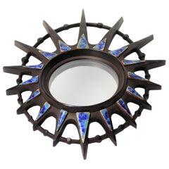 Vintage Ceramic Sunburst Mirror, 1970s Vintage Ceramic Sunburst Mirror, 1970s