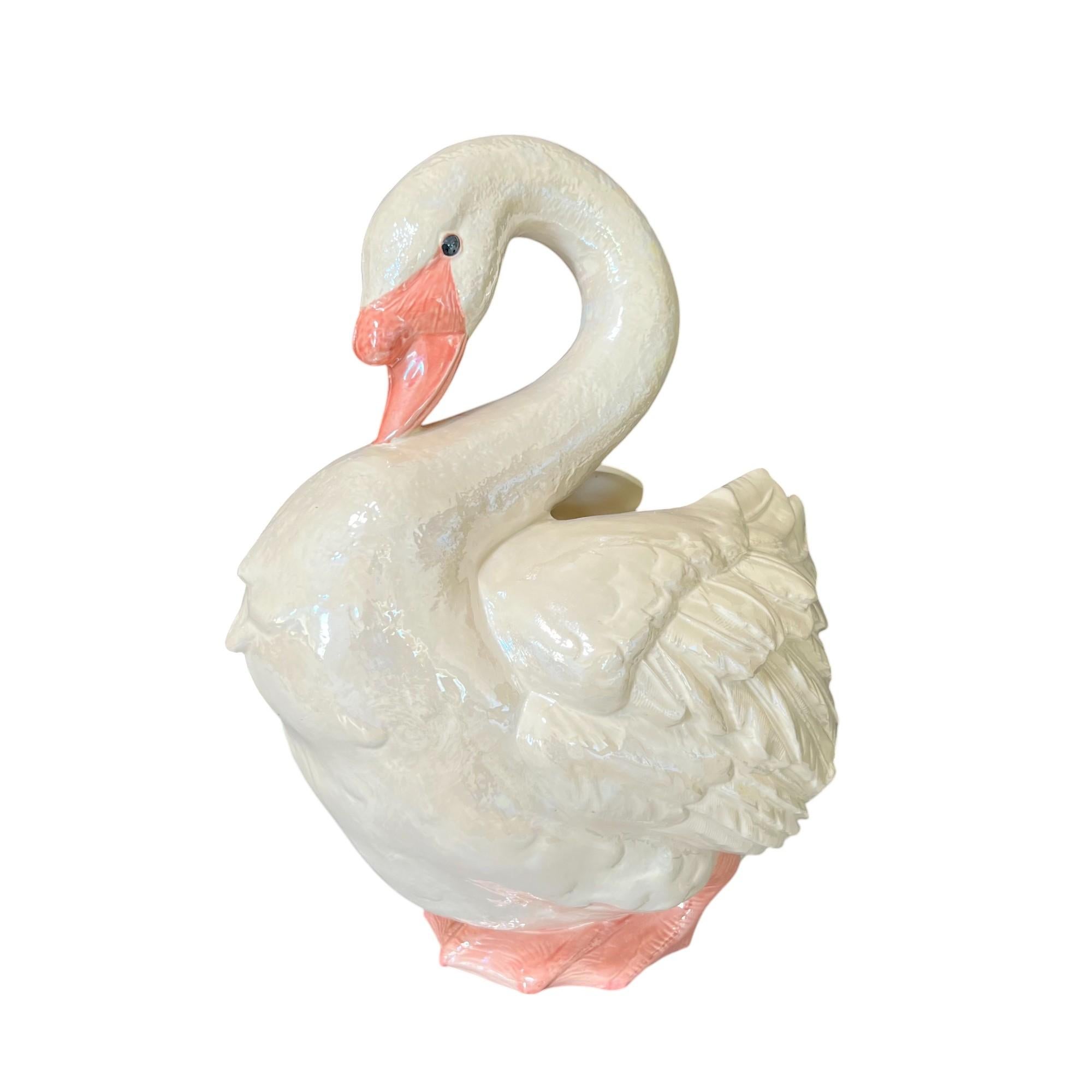 Vintage Ceramic Swan Jardinière For Sale 1