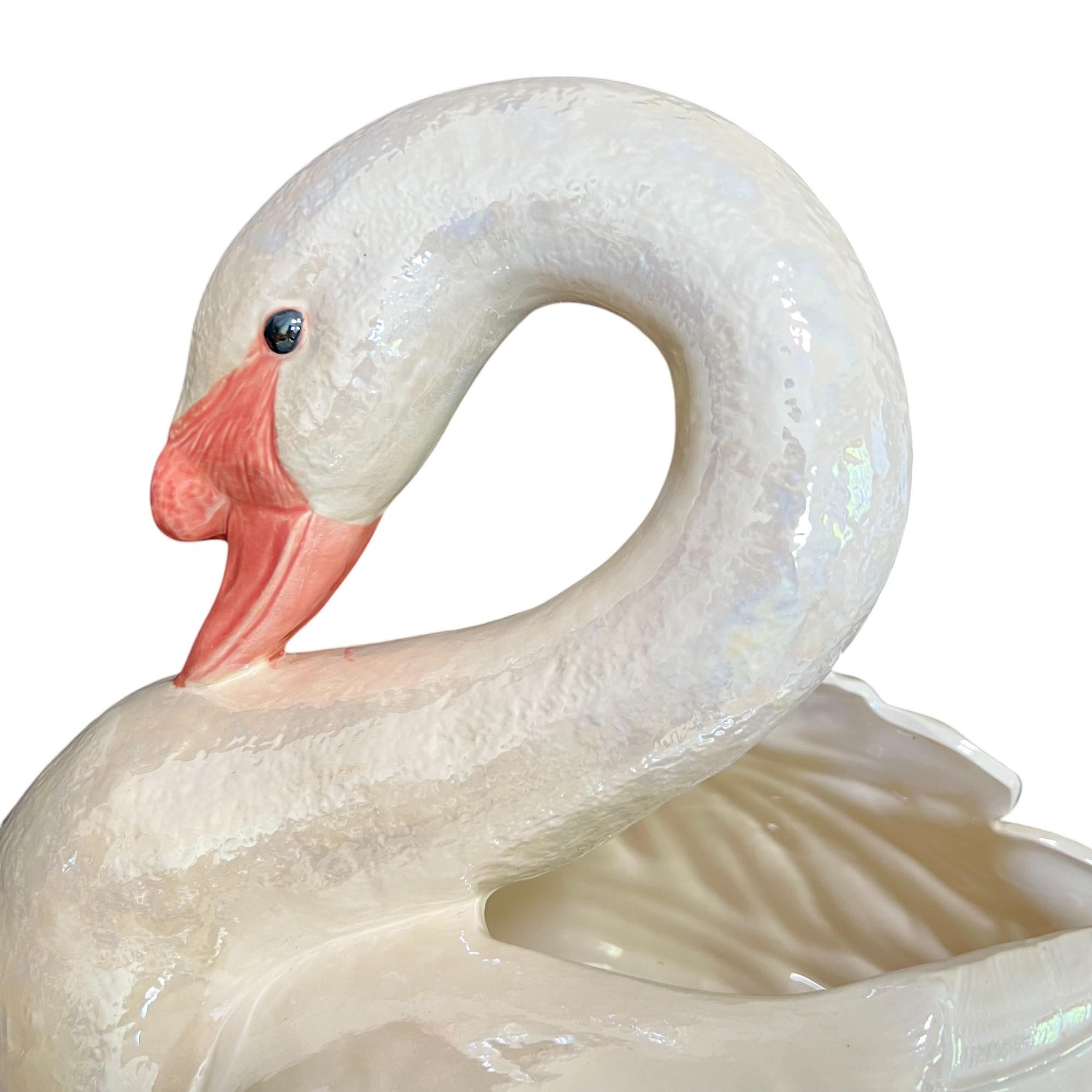 Vintage Ceramic Swan Jardinière For Sale 2