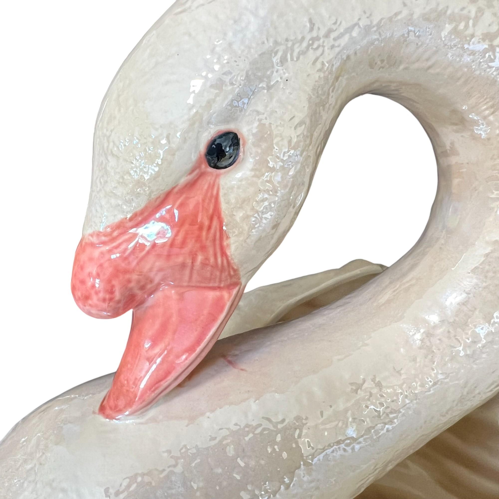 Vintage Ceramic Swan Jardinière For Sale 3