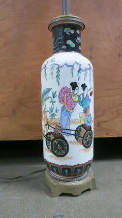 James Mont Inspired Chinese Art Pottery Table Lamp
