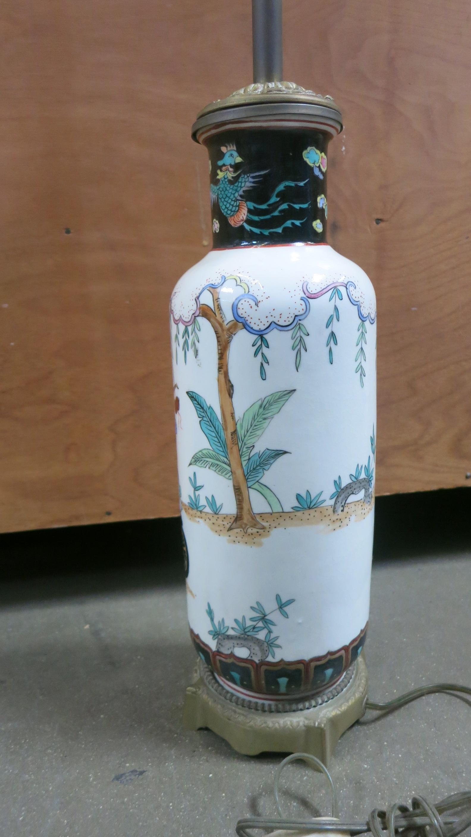 James Mont Inspired Chinese Art Pottery Table Lamp In Fair Condition In Van Nuys, CA