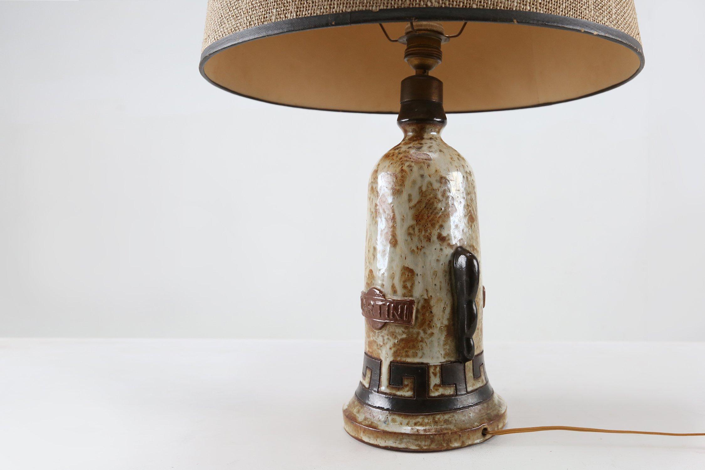 Vintage ceramic Table Lamp by Martini Vermouth, Italy 1950s For Sale 3