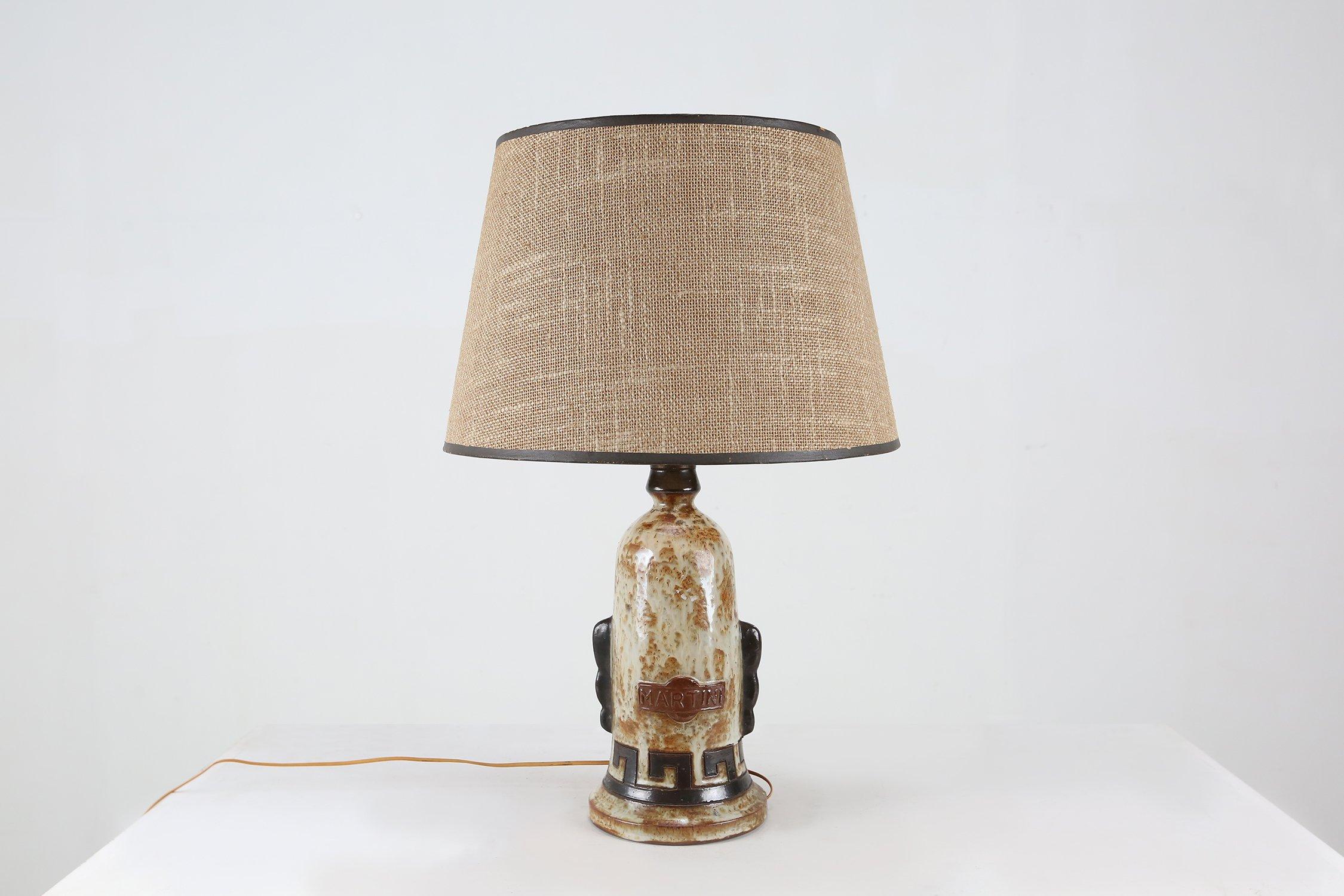 Vintage ceramic Table Lamp by Martini Vermouth, Italy 1950s For Sale 5