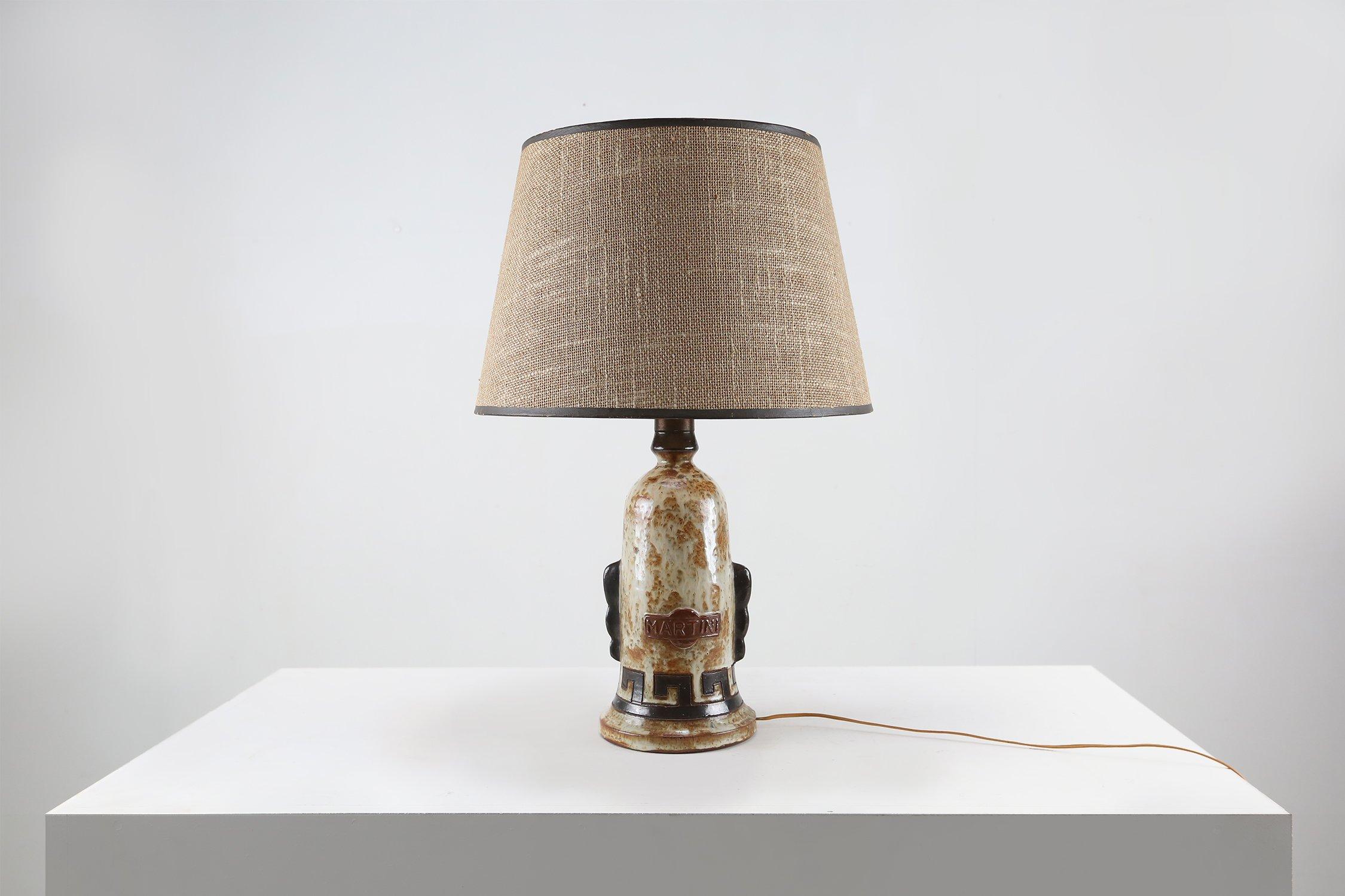 Mid-Century Modern Vintage ceramic Table Lamp by Martini Vermouth, Italy 1950s For Sale