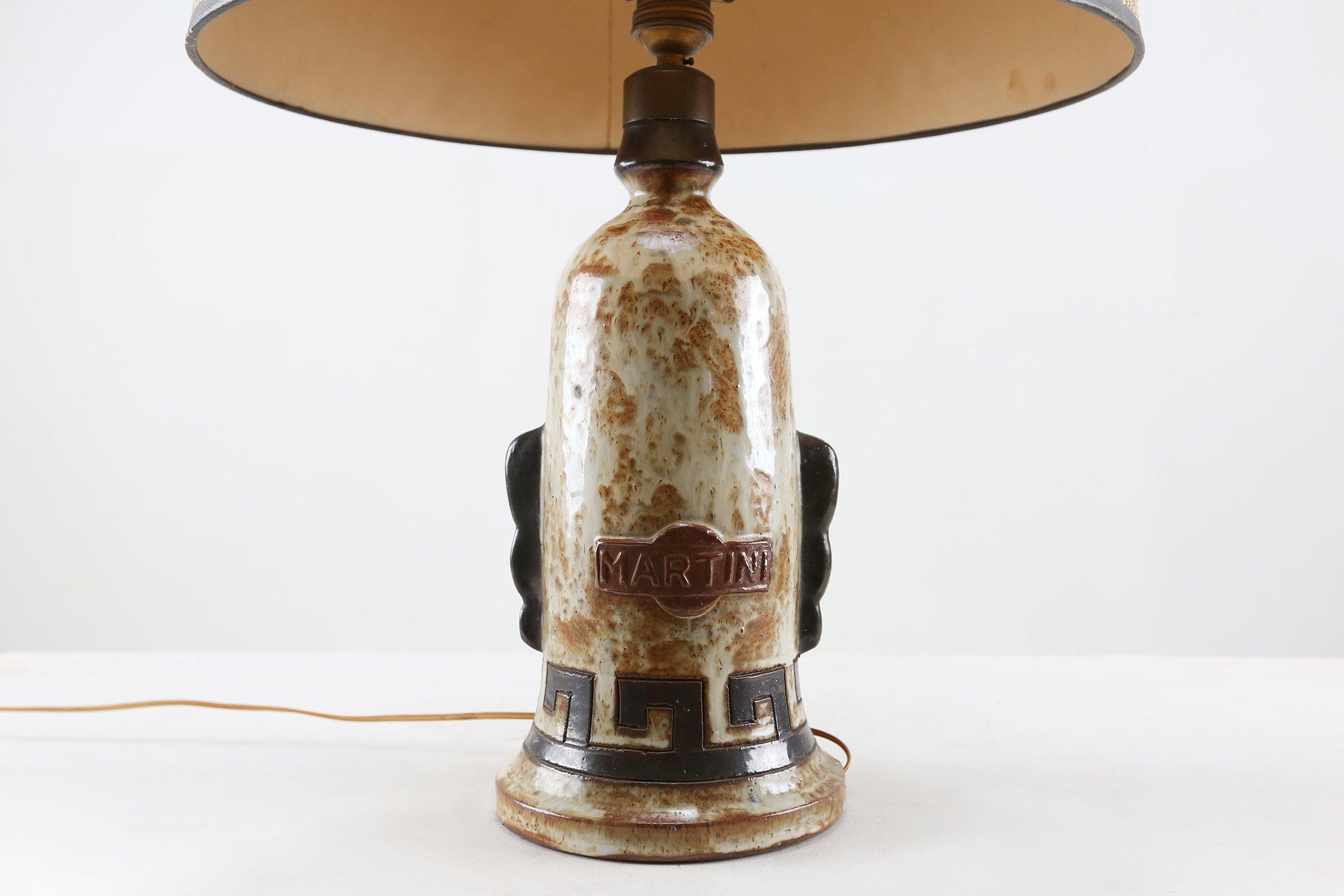 Italian Vintage ceramic Table Lamp by Martini Vermouth, Italy 1950s For Sale