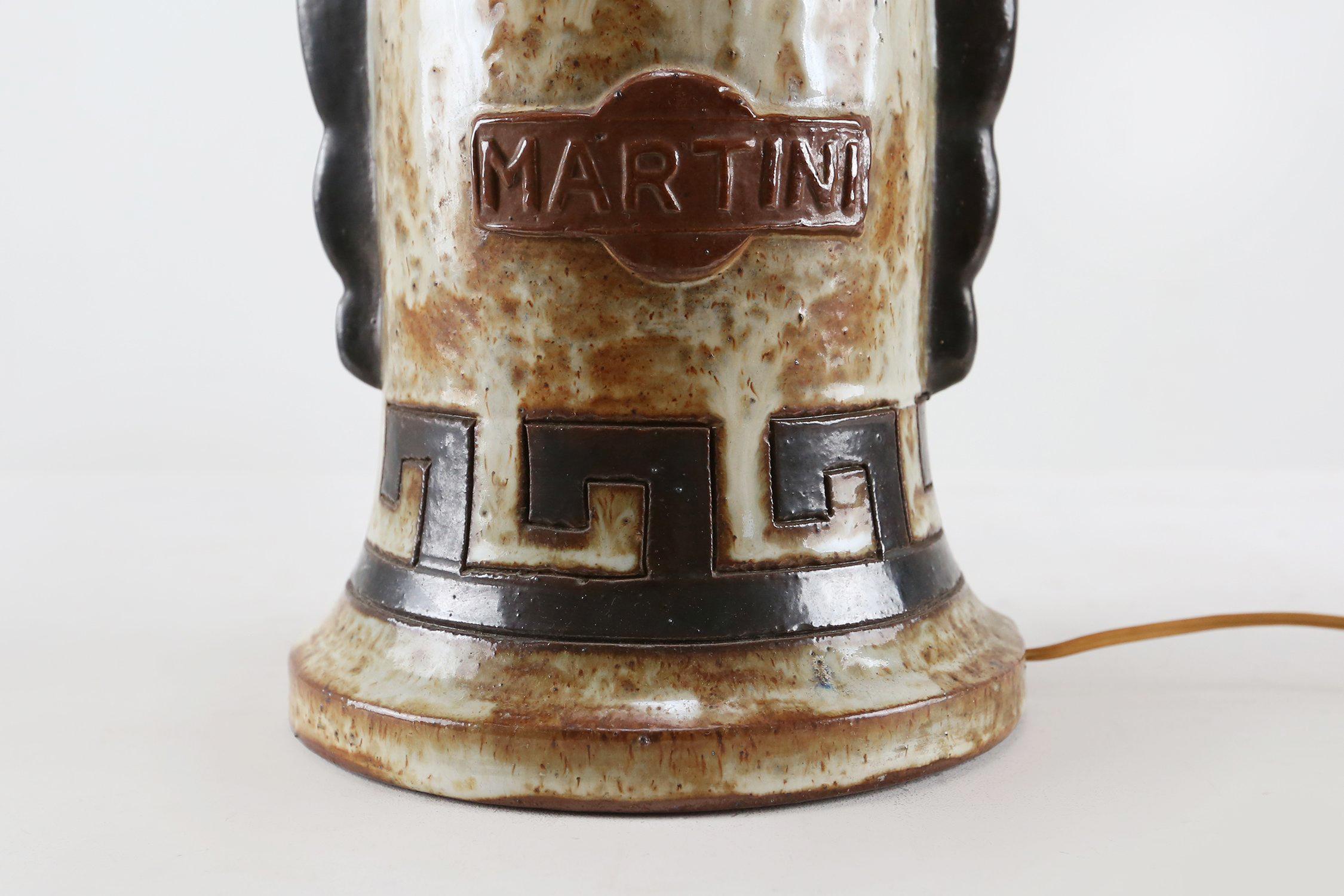Vintage ceramic Table Lamp by Martini Vermouth, Italy 1950s In Good Condition For Sale In Meulebeke, BE