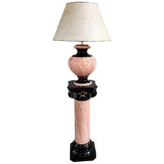 Vintage Ceramic Table Lamp on a Column, 1980s, Italy