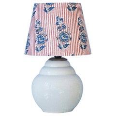 Vintage Ceramic Table Lamp with Customized Shade, France, 1930s