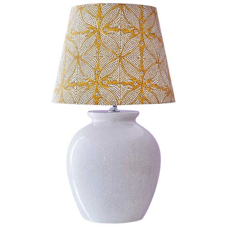 Vintage Ceramic Table Lamp with Customized Shade, France, 1930s
