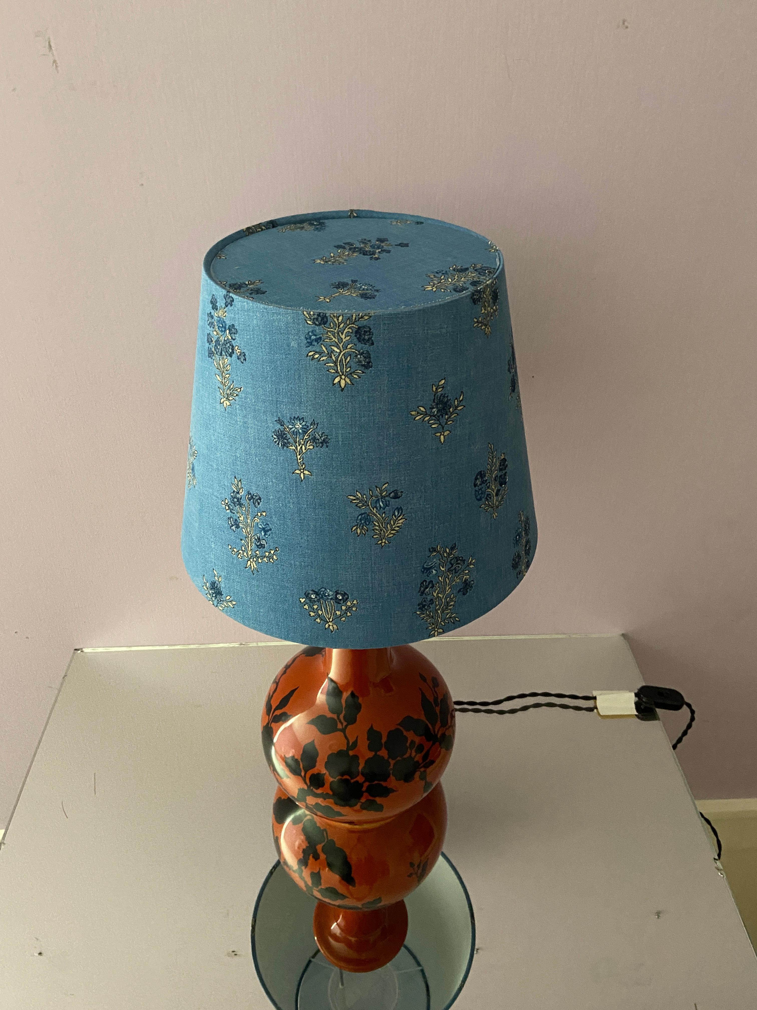 Vintage Ceramic Table Lamp with Customized Shade, France 1960's 3