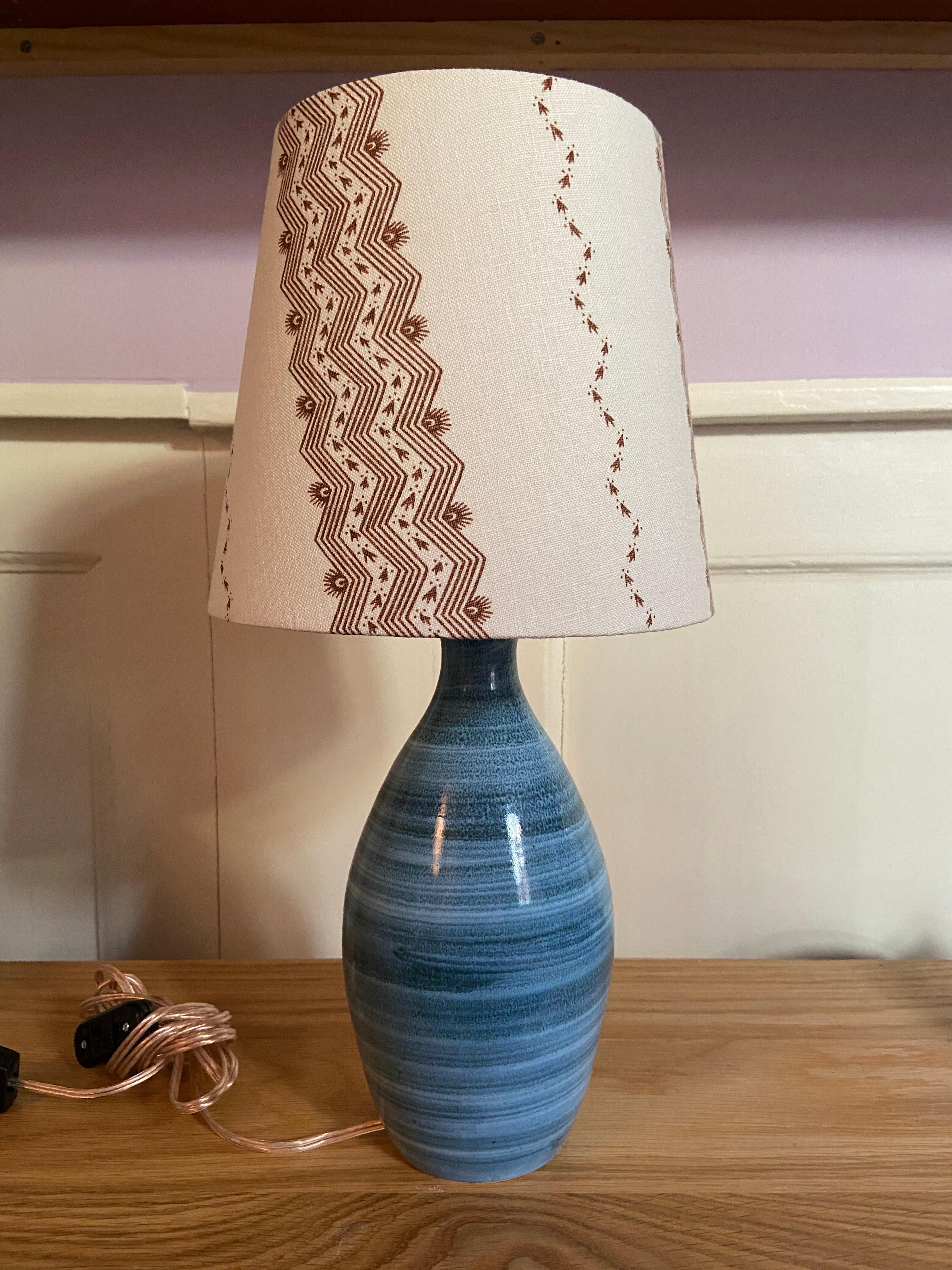 French Vintage Ceramic Table Lamp With Customized Shade By The Apartment, France 1970's