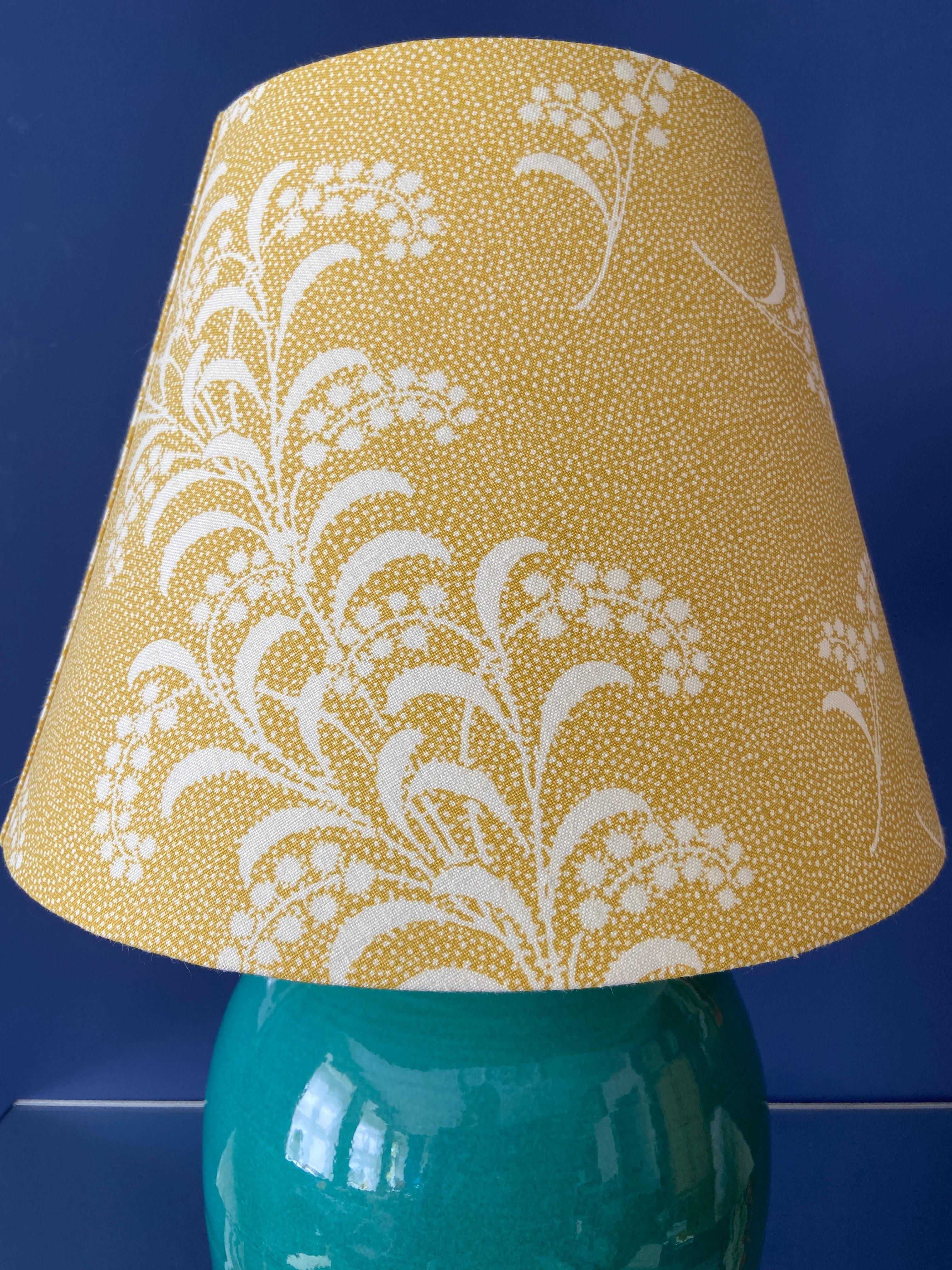 Vintage Ceramic Table Lamp with Customized Shade, France 1970's 2