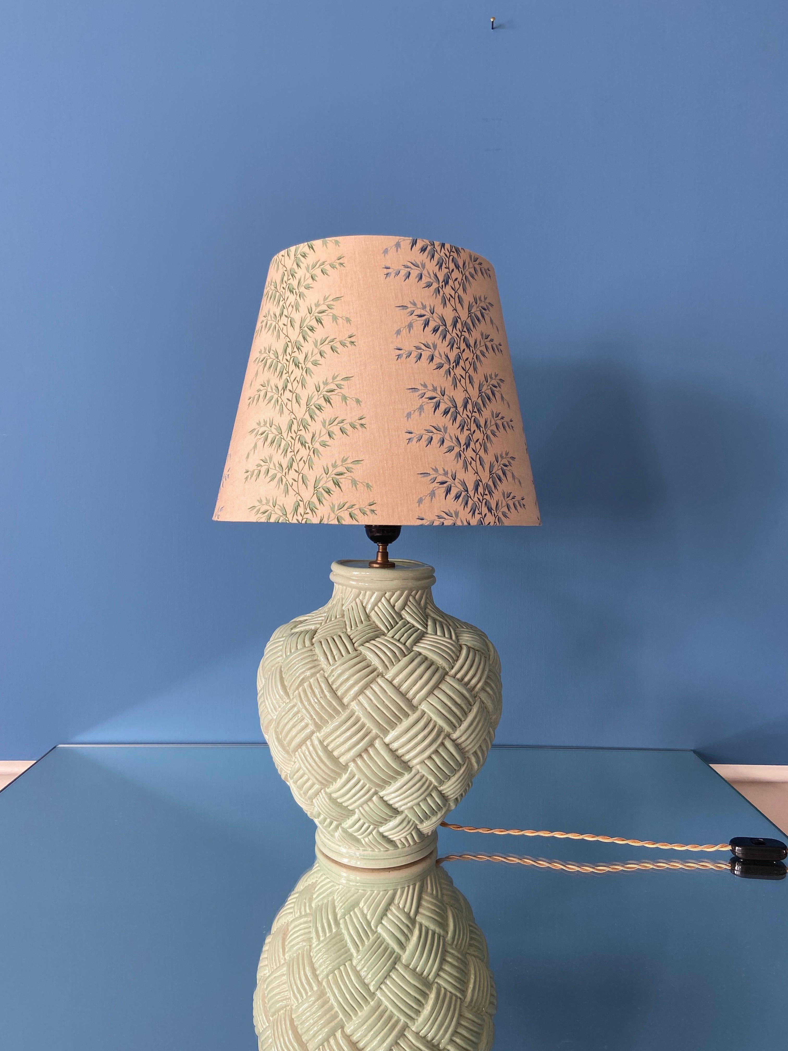 French Vintage Ceramic Table Lamp with Customized Shade by the Apartment, France