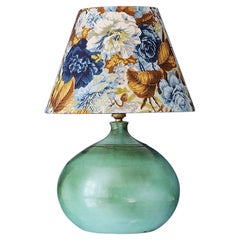 Vintage Ceramic Table Lamp with Customized Shade, France 1970
s