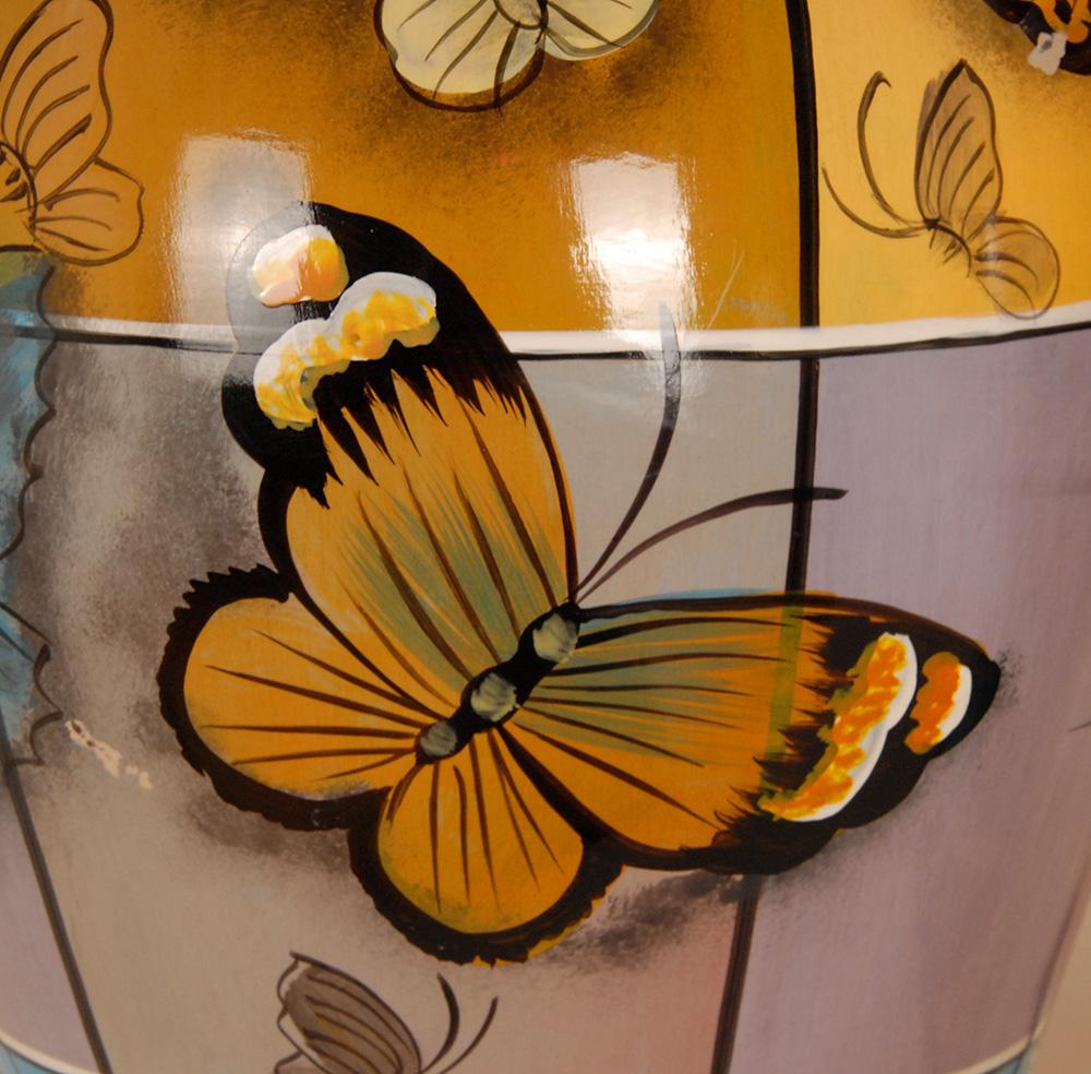 Vintage Ceramic Table Lamps French Butterflies Modern Lamps - a Pair For Sale 7