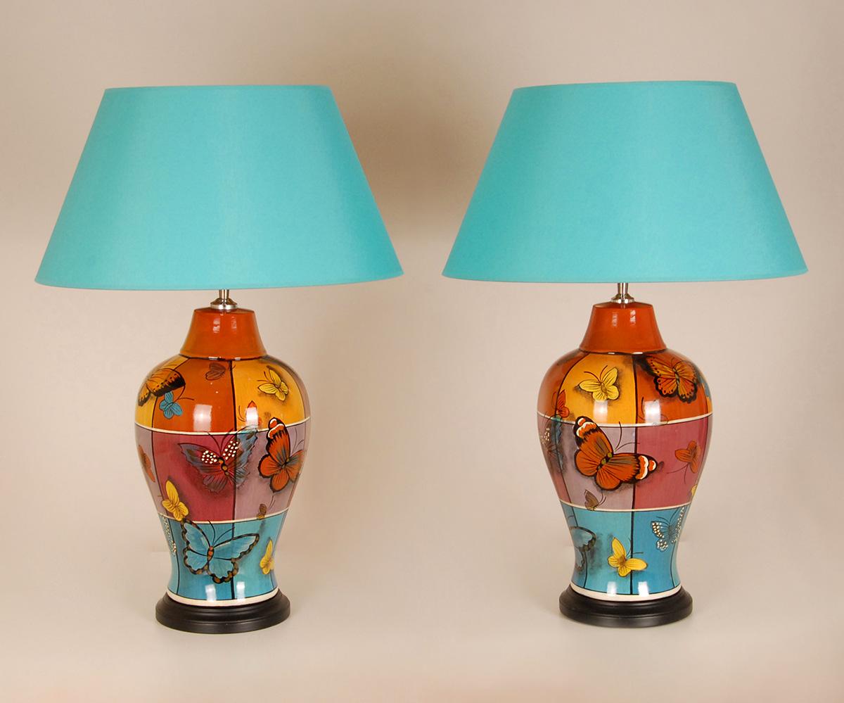 Vintage Ceramic Table Lamps French Butterflies Modern Lamps - a Pair For Sale 10
