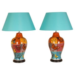 Lampade da tavolo in ceramica vintage Farfalle francesi Lampade moderne - una coppia