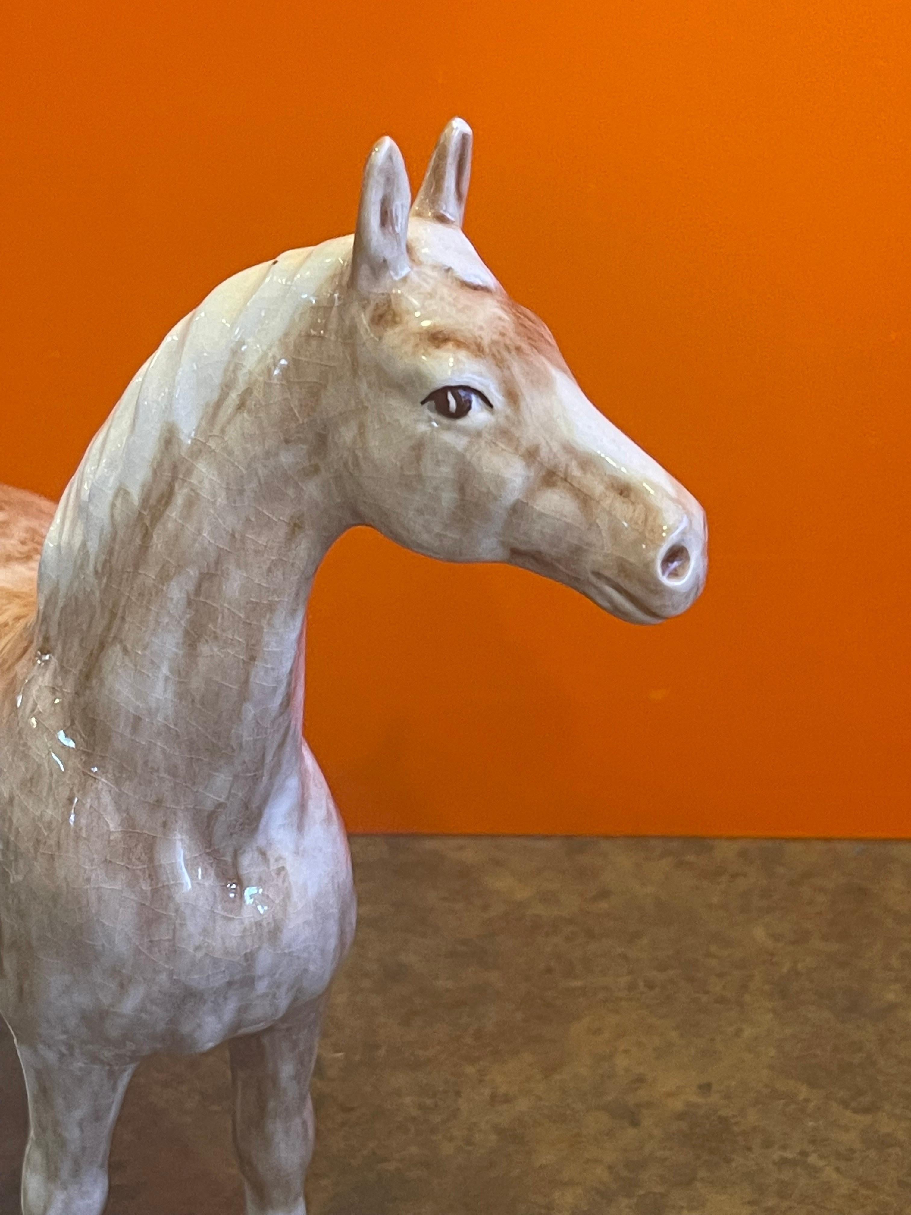 Vintage Ceramic Tan Horse Sculpture by Dorothy Kindell For Sale 4