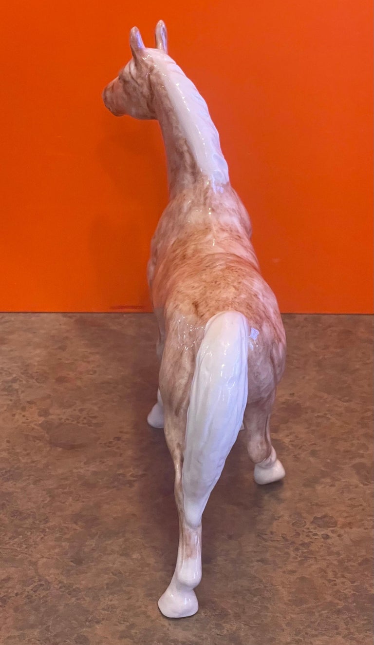 Vintage Ceramic Tan Horse Sculpture by Dorothy Kindell For Sale at 1stDibs