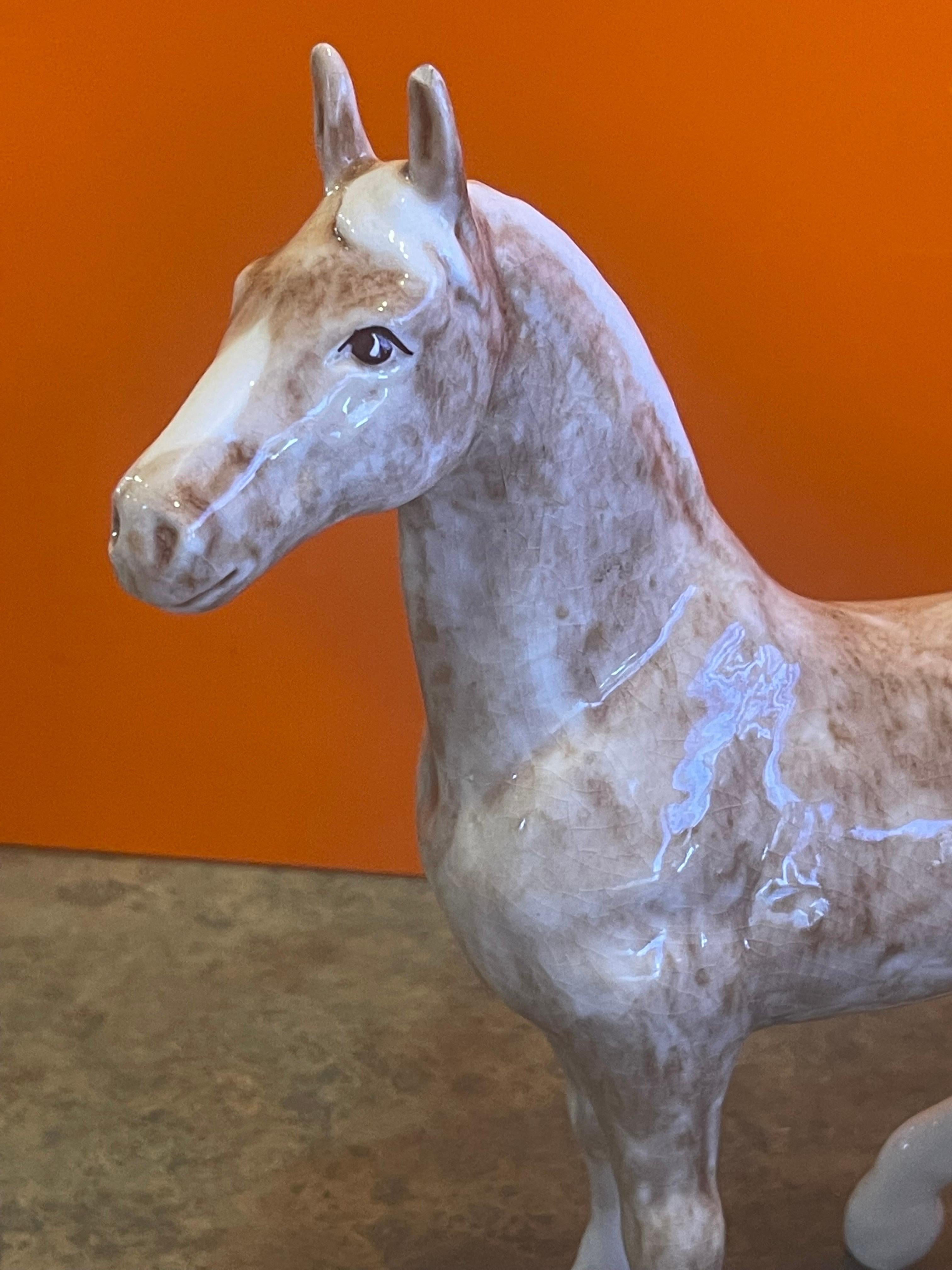 Vintage Ceramic Tan Horse Sculpture by Dorothy Kindell For Sale 3