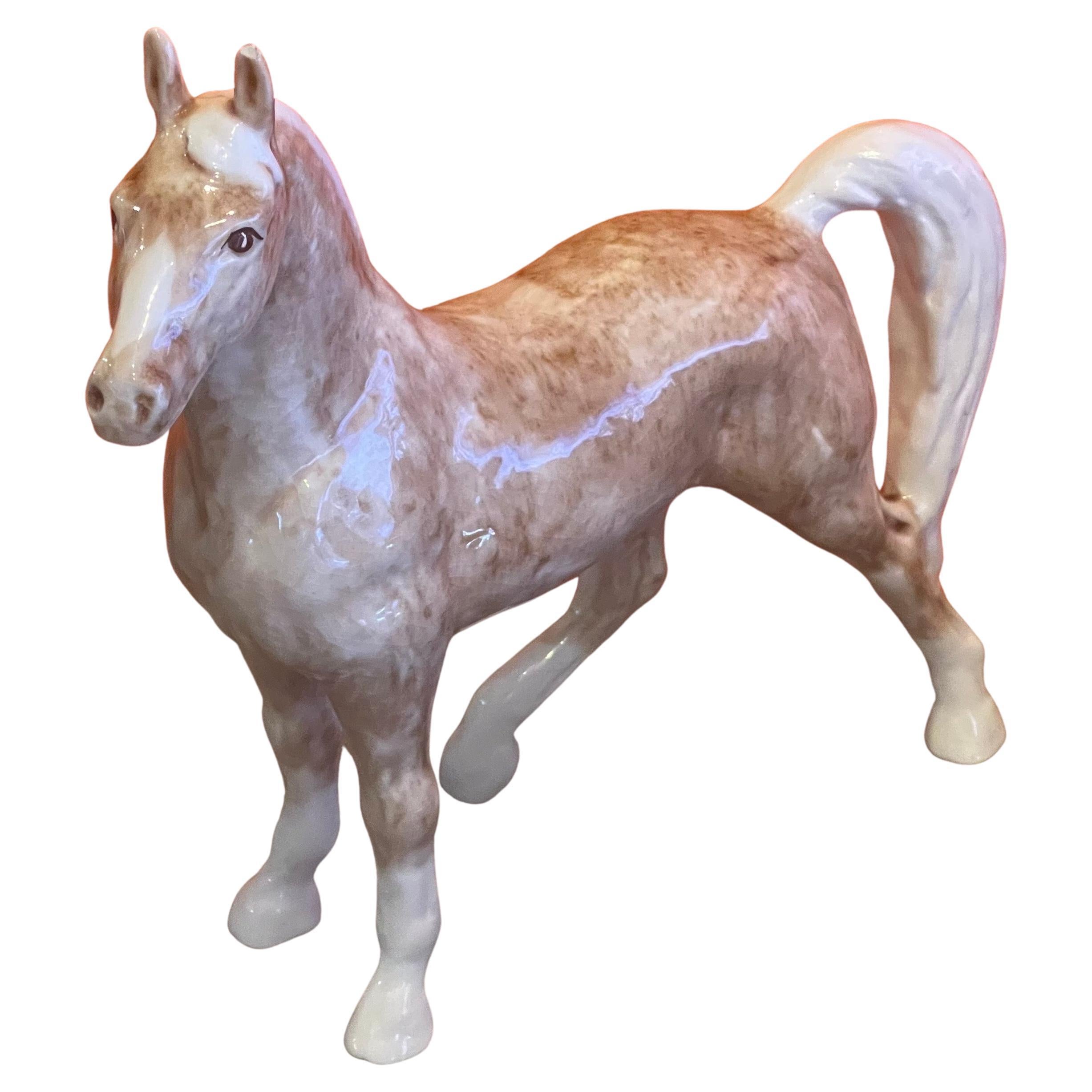 Vintage Ceramic Tan Horse Sculpture by Dorothy Kindell For Sale