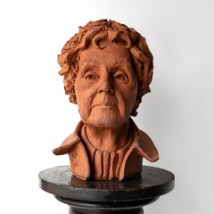 Vintage Ceramic Terracotta Portrait Bust Sculpture, Late 20th Century