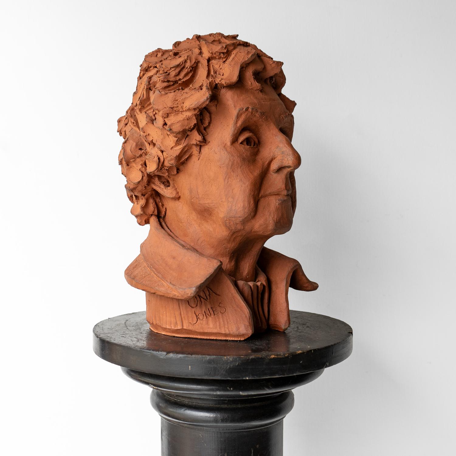 Hand-Crafted Vintage Ceramic Terracotta Portrait Bust Sculpture, Late 20th Century For Sale