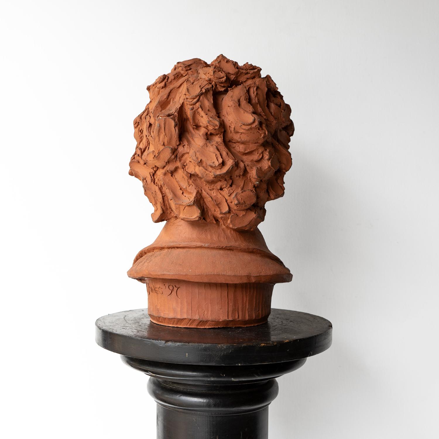 Vintage Keramik Terrakotta Porträt Büste Skulptur, Ende des 20. im Angebot 3