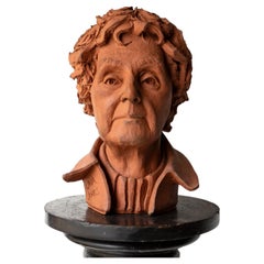 Vintage Ceramic Terracotta Portrait Bust Sculpture, Late 20th Century