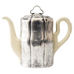 Vintage ceramic thermos with metal cover coffee can germany around 1950s