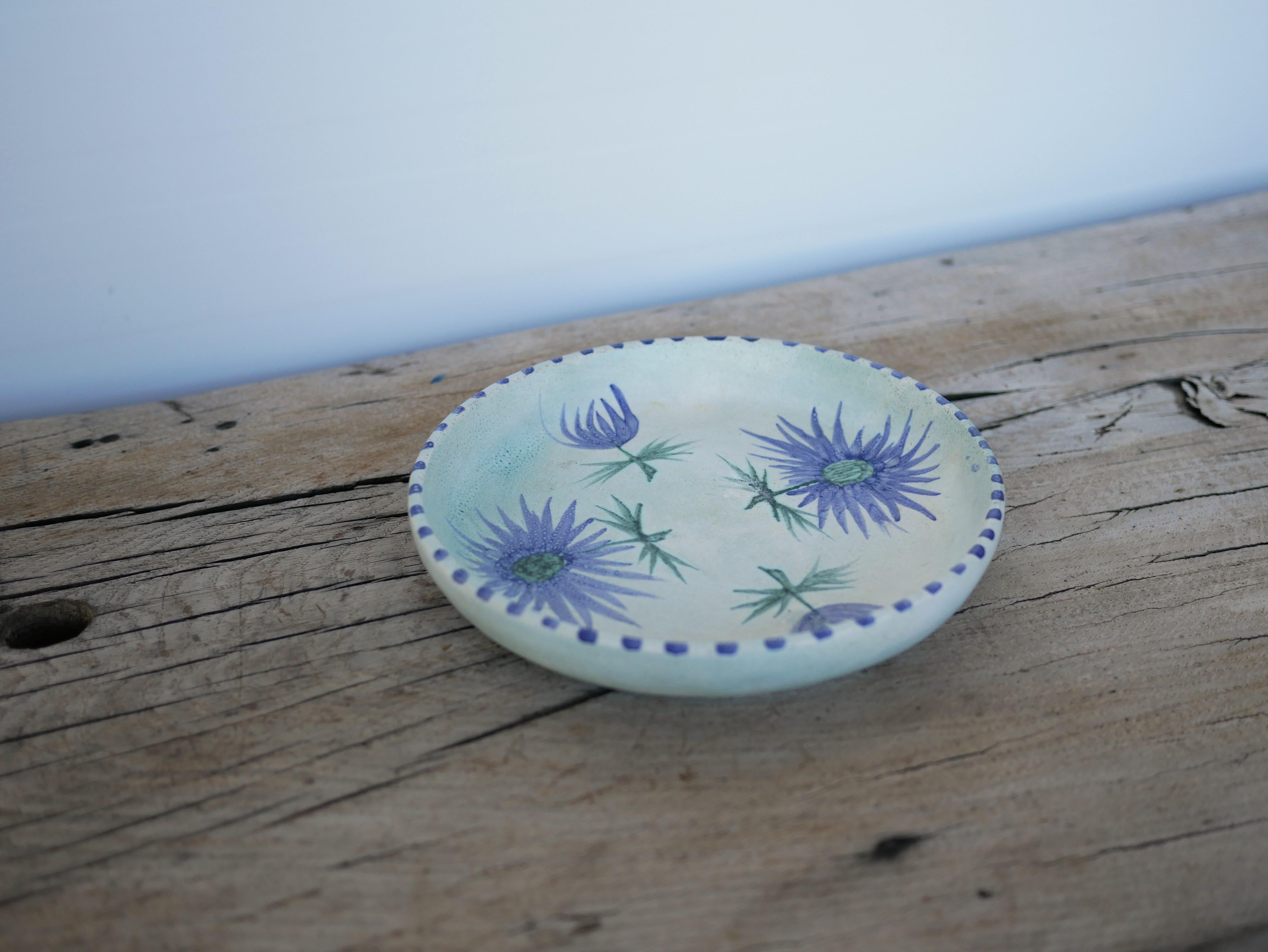 Plato de cardo de cerámica vintage de Marie Madeleine Jolly Francés en venta