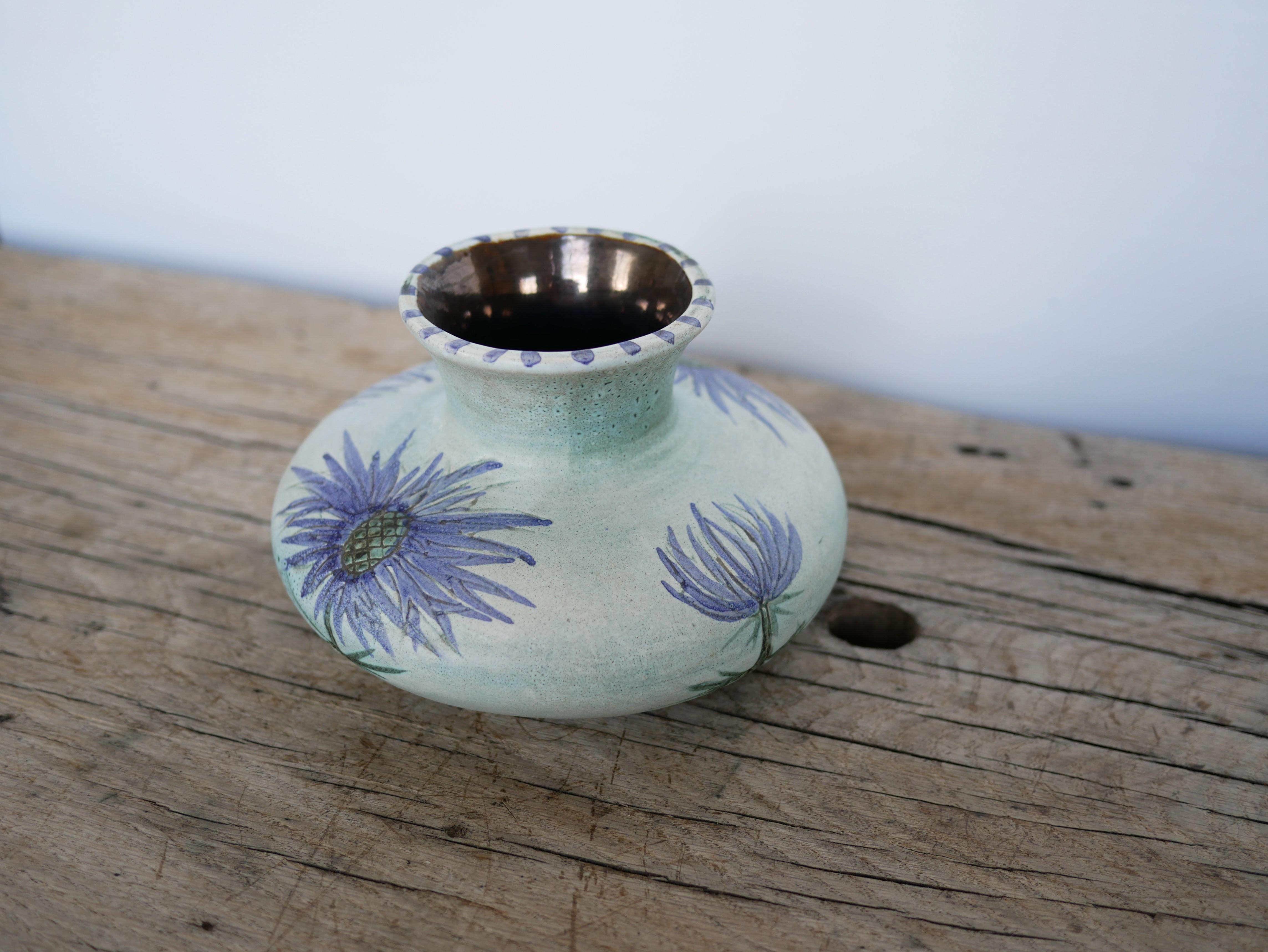 Vintage ceramic thistle vase by Marie Madeleine Jolly For Sale 3