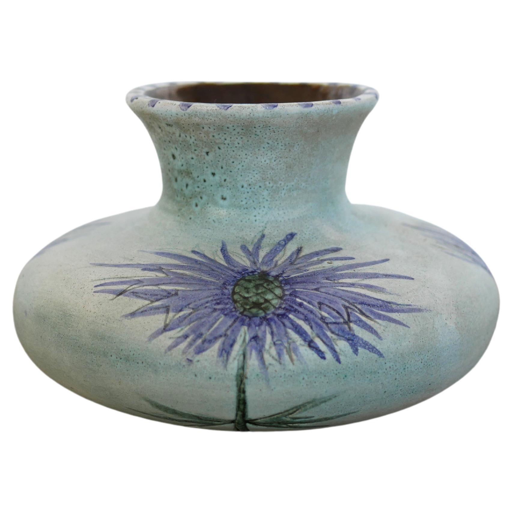 Vintage ceramic thistle vase by Marie Madeleine Jolly For Sale