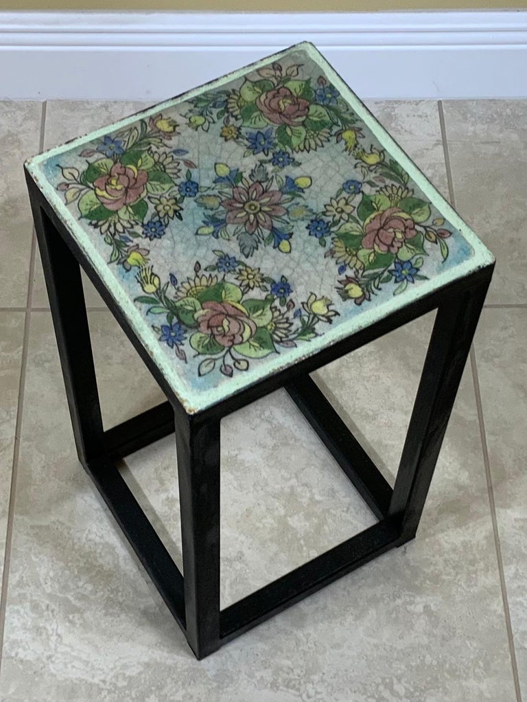 Vintage Ceramic Tile Side Table at 1stDibs