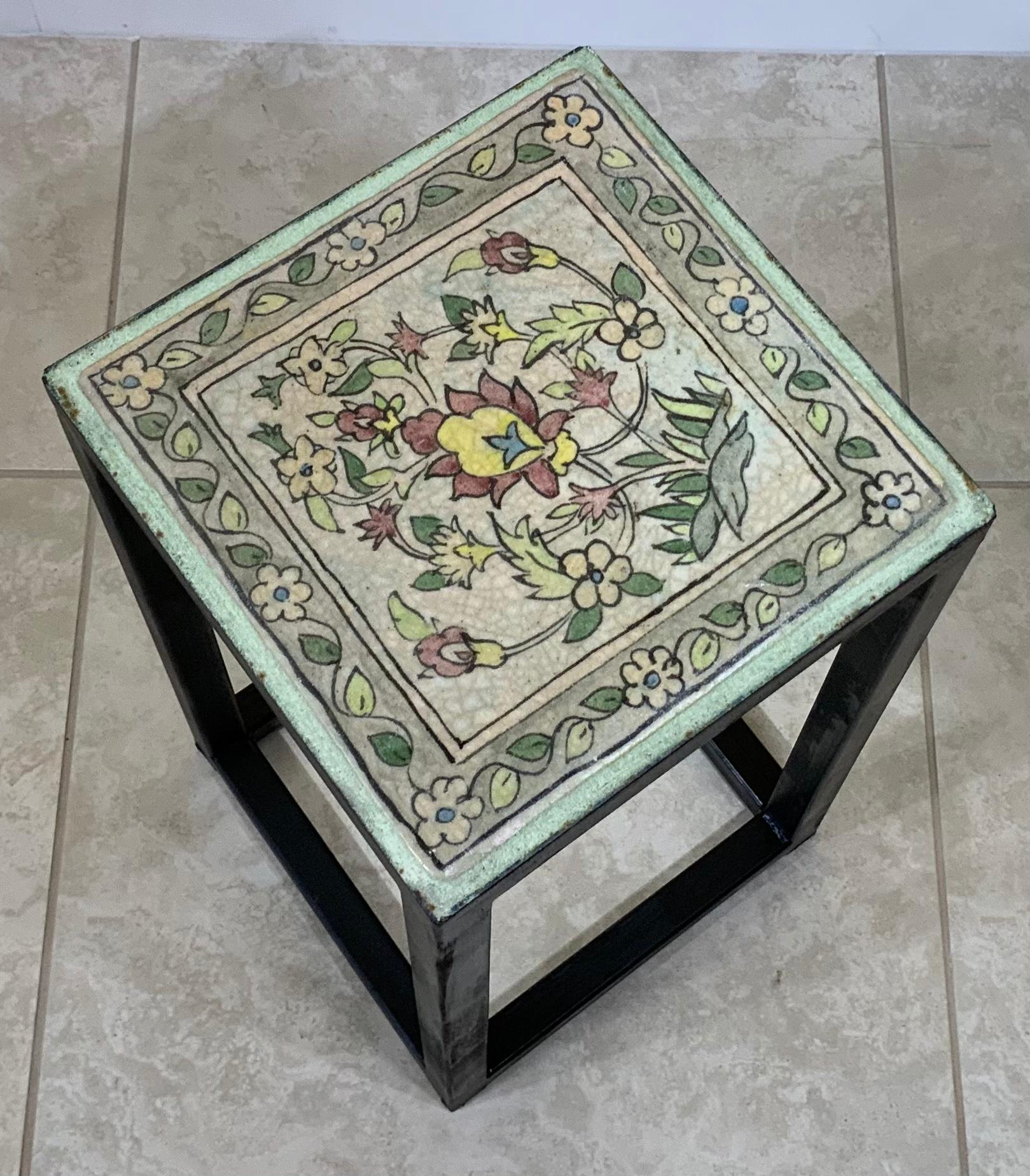 Américain Table d'appoint vintage en céramique avec carreaux en vente